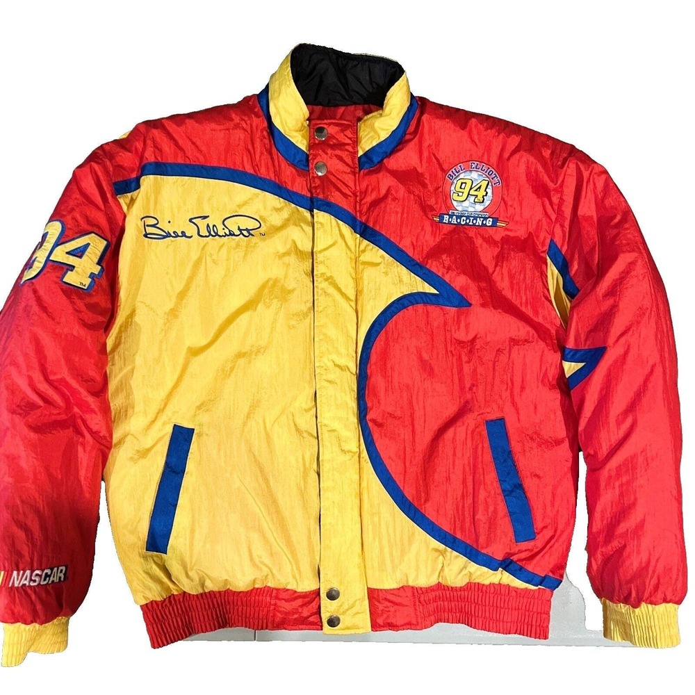 RARE Bill Elliott McDonalds NASCAR Racing Champions Apparel Jacket M Quilted VTG